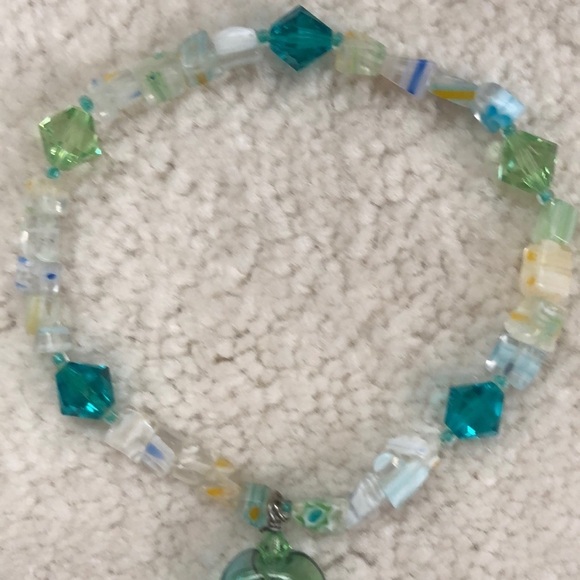 Crystal and Breaded Bracelet with Glass Charm - Picture 3 of 3